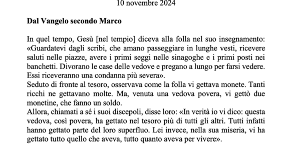 Avvisi della settimana – 10 Novembre 2024