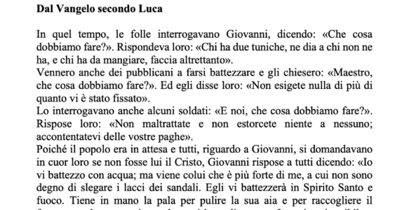 Avvisi della settimana – 15 Dicembre 2024